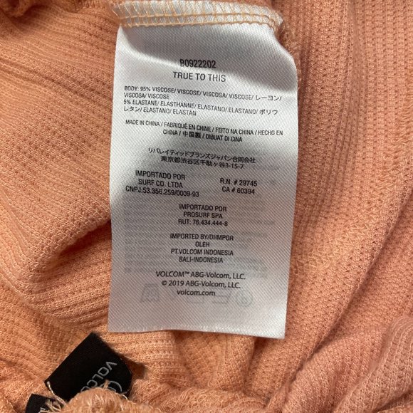 Volcom True to This Waffle Knit Lounge Shorts in Coral, Size Medium, NWOT - Picture 6 of 6